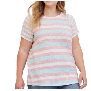 Torrid T-Shirt Women's Size 2 Multicolor Striped Classic Fit Short Sleeve Top 2X